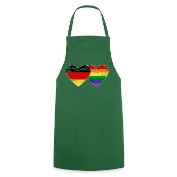 Deutschland Regenbogen Flagge used - Kochschürze - Grün - Vorne - AI Model Male 185 dark (185cm)