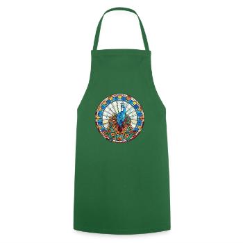 Pfau Buntes Aquarell Tier Illustration - Kochschürze - Grün - Vorne - AI Model Male 185 dark (185cm)