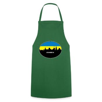 Charkiw, Ukraine, Flagge, Skyline, Silhouette, Reisen - Kochschürze - Grün - Vorne - AI Model Male 185 dark (185cm)