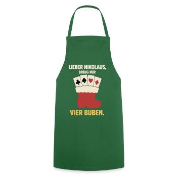 Lieber Nikolaus bring mir vier Buben – Skat - Kochschürze - Grün - Vorne - AI Model Male 185 dark (185cm)