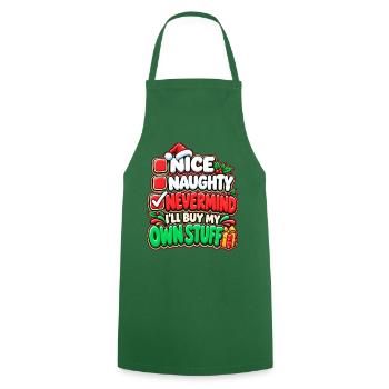 Eigene Sachen Weihnachtsspruch - Kochschürze - Grün - Vorne - AI Model Male 185 dark (185cm)