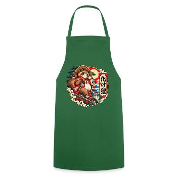 Bake Tanuki: Japans schelmischer Yokai - Kochschürze - Grün - Vorne - AI Model Male 185 dark (185cm)