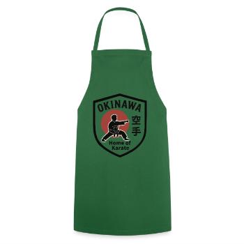 Okinawa- Home of Karate Shield Emblem - Kochschürze - Grün - Vorne - AI Model Male 185 dark (185cm)