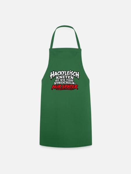 Hackfleisch Kneten Spruch T-Shirt - Kochschürze - Grün