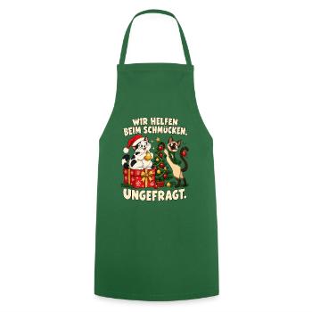 Katzenmama Geschenkidee Tannenbaum Weihnachten - Kochschürze - Grün - Vorne - AI Model Male 185 dark (185cm)