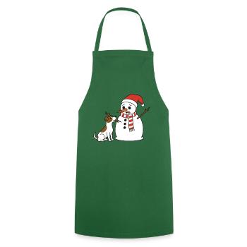Jack Russell klaut Schneemann den Stockarm - Kochschürze - Grün - Vorne - AI Model Male 185 dark (185cm)