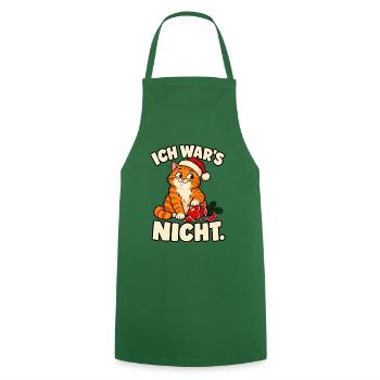 Ich war’s nicht – Lustige Weihnachtskatze - Kochschürze - Grün - Vorne - AI Model Male 185 dark (185cm)