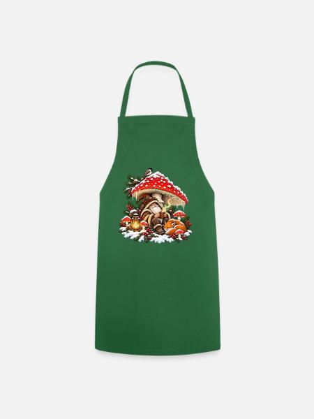 Weihnachtswald-Gnom-Fuchs- und Pilzdesign - Kochschürze - Grün