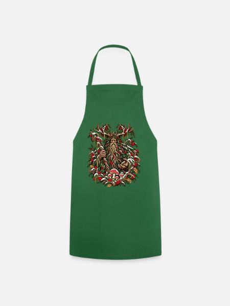 Weihnachtsleshy-Slawischer Waldgeist-Design - Kochschürze - Grün