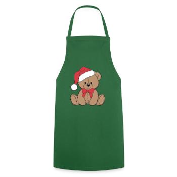 Gemütlicher Weihnachtsteddybär - Kochschürze - Grün - Vorne - AI Model Male 185 dark (185cm)