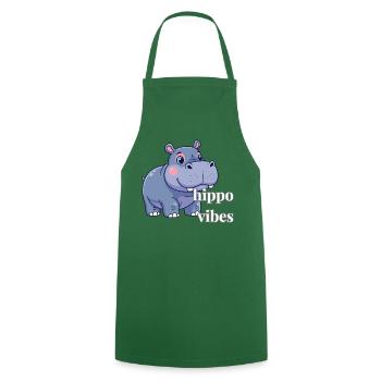 Hippo Vibes: Niedlicher Cartoon-Hippo - Kochschürze - Grün - Vorne - AI Model Male 185 dark (185cm)