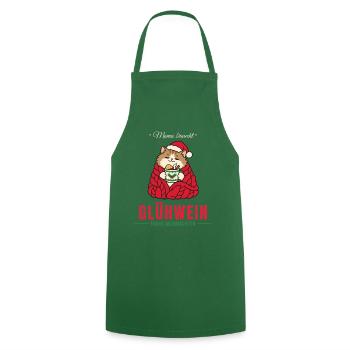 Mama braucht Glühwein - Katze - Kochschürze - Grün - Vorne - AI Model Male 185 dark (185cm)