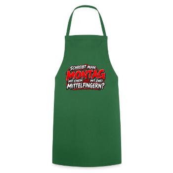 Montag Mittelfinger Provokationsdesign - Kochschürze - Grün - Vorne - AI Model Male 185 dark (185cm)
