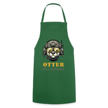 Otter mit Militärhelm und Sonnenbrille auf Mission - Kochschürze - Grün - Vorne - AI Model Male 185 dark (185cm)