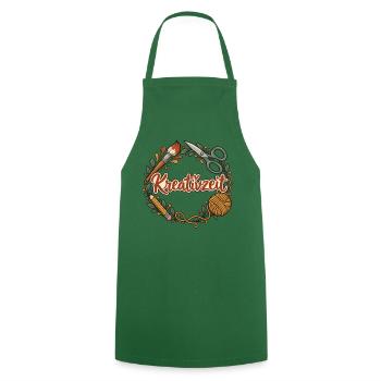 Kreativzeit personalisierbar für Kreativgruppen - Kochschürze - Grün - Vorne - AI Model Male 185 dark (185cm)