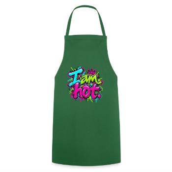 Ich bin heiß Neon Graffiti - Kochschürze - Grün - Vorne - AI Model Male 185 dark (185cm)
