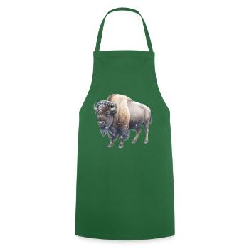 Europäische Bisons im Winter - Kochschürze - Grün - Vorne - AI Model Male 185 dark (185cm)