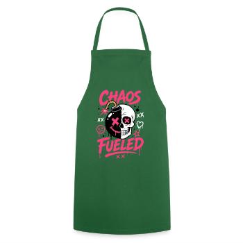 Totenkopf mit Comicbombe – Chaos Fueled - Kochschürze - Grün - Vorne - AI Model Male 185 dark (185cm)