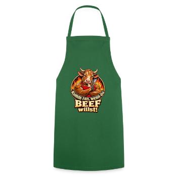 Komm ran, wenn du Beef willst! – Grillhumor - Kochschürze - Grün - Vorne - AI Model Male 185 dark (185cm)