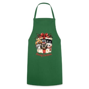 Meowy Christmas Katzen im Geschenk Weihnachten - Kochschürze - Grün - Vorne - AI Model Male 185 dark (185cm)