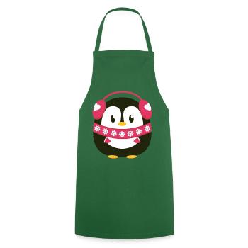 Süßer Pinguin in Pink mit Winterlook  - Kochschürze - Grün - Vorne - AI Model Male 185 dark (185cm)