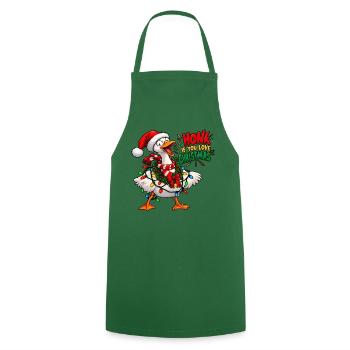Schreiende Gans – Weihnachtshumor - Kochschürze - Grün - Vorne - AI Model Male 185 dark (185cm)