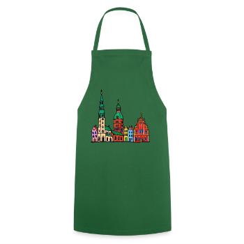 Riga Skyline im bunten Wachsmalstil - Kochschürze - Grün - Vorne - AI Model Male 185 dark (185cm)