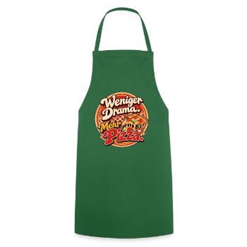 Weniger Drama Mehr Pizza - Kochschürze - Grün - Vorne - AI Model Male 185 dark (185cm)