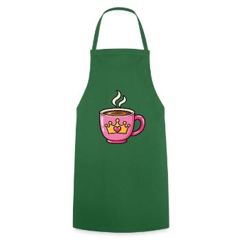 Prinzessinnen Kaffee – Rosa Tasse mit Krone - Kochschürze - Grün - Vorne - AI Model Male 185 dark (185cm)