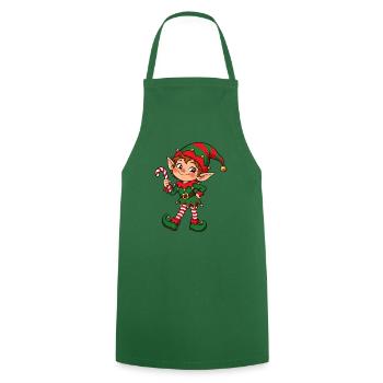 Freche Weihnachtselfe mit Zuckerstange - Kochschürze - Grün - Vorne - AI Model Male 185 dark (185cm)