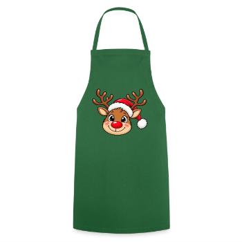 Niedlicher Weihnachtselch mit Weihnachtsmütze - Kochschürze - Grün - Vorne - AI Model Male 185 dark (185cm)