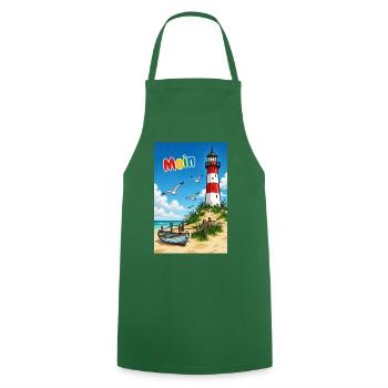 EG Moin Leuchtturm Urlaub Boot Meer Sand Maritim - Kochschürze - Grün - Vorne - AI Model Male 185 dark (185cm)