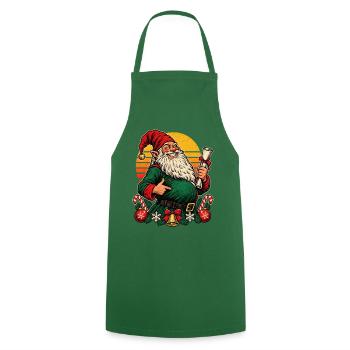Christmas-Wichtel werdende Mama Retro - Kochschürze - Grün - Vorne - AI Model Male 185 dark (185cm)