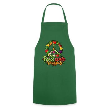 Peace Love Veggies – Vegan Vegetarisch Kochkunst - Kochschürze - Grün - Vorne - AI Model Male 185 dark (185cm)