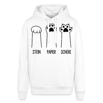 Stein Papier Schere Katze Pfote Spiel Katzenpfoten - Stanley/Stella Unisex Hoodie SOUNDER - Weiß - Vorne - Alina (178cm) & Michal (187cm)