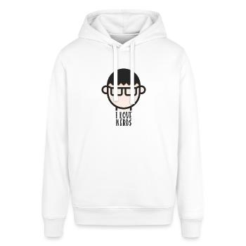 I love Nerds - Nerd mit Brille Minimalistisch - Stanley/Stella Unisex Hoodie SOUNDER - Weiß - Vorne - Alina (178cm) & Michal (187cm)