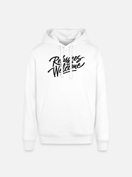 refugees welcome black - Stanley/Stella SOUNDER Unisex Hoodie - white