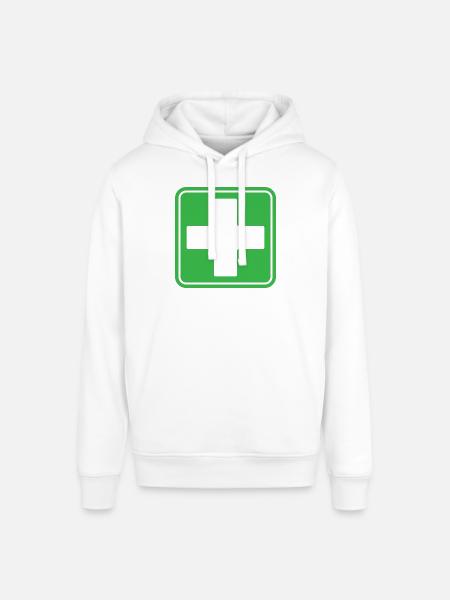 First Aid Medical Cross Safety Sign Vector Icon - Stanley/Stella SOUNDER Unisex Hoodie - white