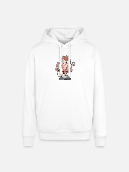 Monkey plays video games - Stanley/Stella SOUNDER Unisex Hoodie - white