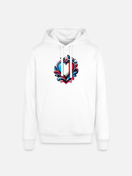 Heart French Flag - Stanley/Stella SOUNDER Unisex Hoodie - white