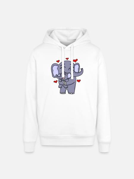 Elephant family cute - Stanley/Stella SOUNDER Unisex Hoodie - white