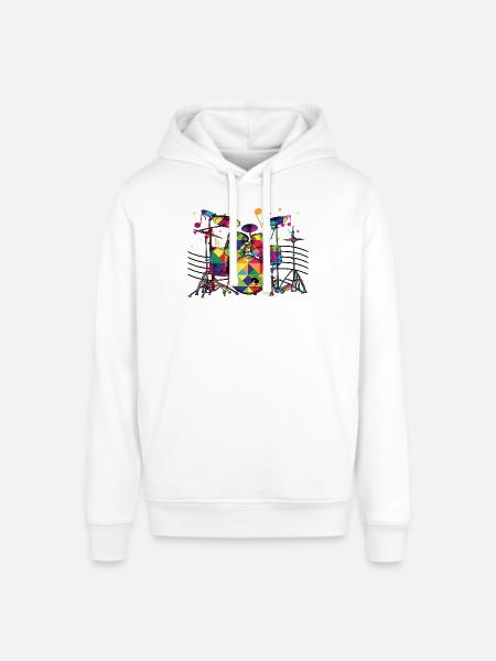 Geometrisch Neon-Drumset - Stanley/Stella Unisex Hoodie SOUNDER - Weiß
