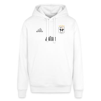 JGA - Trikot - JGA TEAM - Dunkle Schrift - Stanley/Stella Unisex Hoodie SOUNDER - Weiß - Vorne - Alina (178cm) & Michal (187cm)