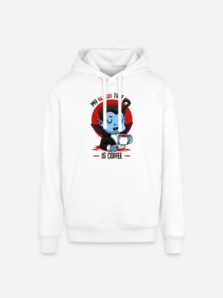 Blood Coffee Vampire Cartoon - Stanley/Stella SOUNDER Unisex Hoodie - white