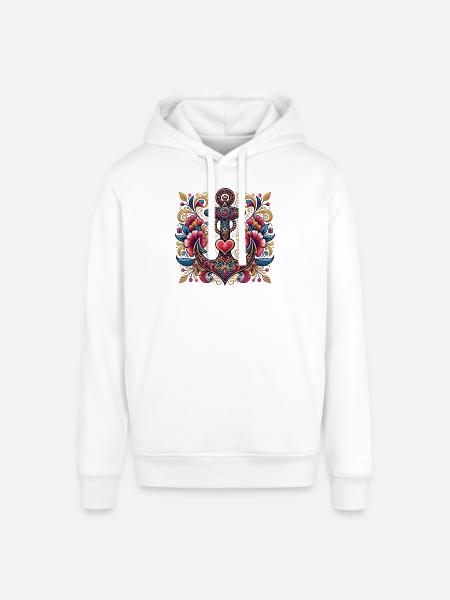 Anchor with heart - Stanley/Stella SOUNDER Unisex Hoodie - white