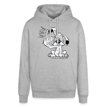 Asterix & Obelix Idefix Klopft Toc Toc Toc - Stanley/Stella Unisex Hoodie SOUNDER - Grau meliert - Vorne - Alina (178cm) & Michal (187cm)