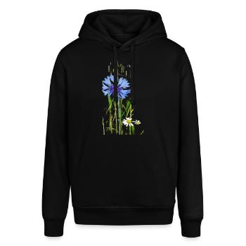 Kornblumen und Gänseblümchen Muster - Stanley/Stella Unisex Hoodie SOUNDER - Schwarz - Vorne - Alina (178cm) & Michal (187cm)