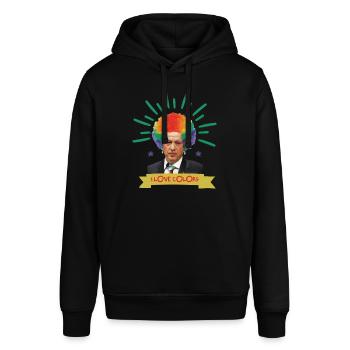 Grinsender Erdogan Clownsfrisur - Stanley/Stella Unisex Hoodie SOUNDER - Schwarz - Vorne - Alina (178cm) & Michal (187cm)
