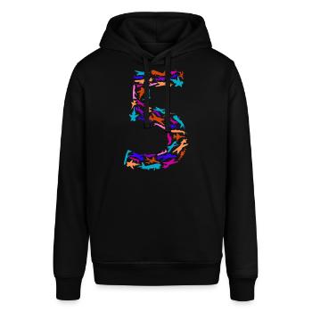 Geburtstag Junge 5 Jahre Flugzeug Flugzeuge - Stanley/Stella Unisex Hoodie SOUNDER - Schwarz - Vorne - Alina (178cm) & Michal (187cm)