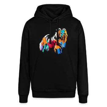 Lebhafter Shetland Hütehundfreund - Stanley/Stella Unisex Hoodie SOUNDER - Schwarz - Vorne - Alina (178cm) & Michal (187cm)